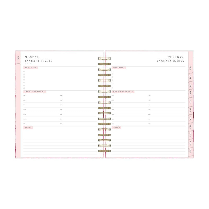 Rachel Parcell 2024 Planner 7.8"x9.13" Daily/Monthly Laminated Wirebound Peony