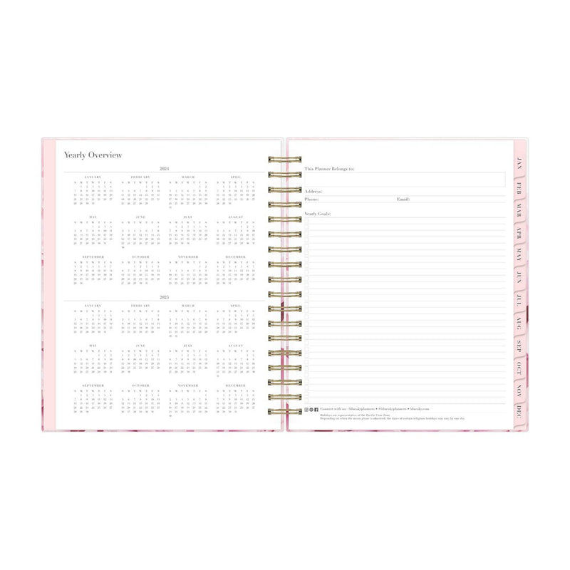 Rachel Parcell 2024 Planner 7.8"x9.13" Daily/Monthly Laminated Wirebound Peony