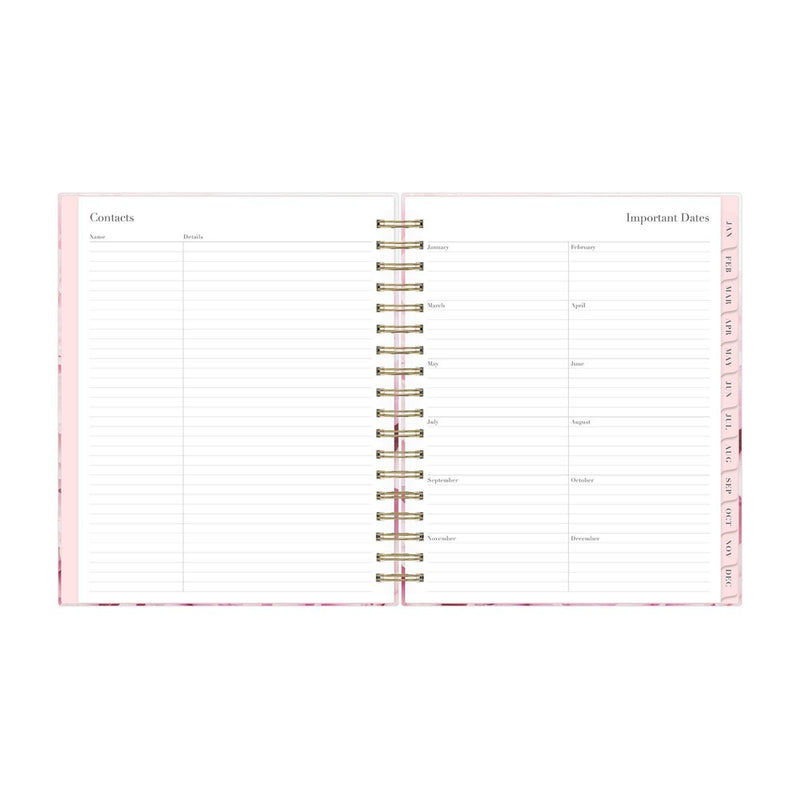 Rachel Parcell 2024 Planner 7.8"x9.13" Daily/Monthly Laminated Wirebound Peony