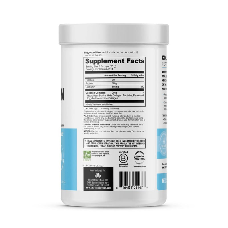 Ancient Nutrition Unflavored Collagen 14 Servings Peptides Powder - 9.8oz