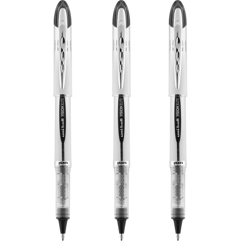 uniball Vision Elite Black Rollerball Pens 3ct Capped 0.8mm Bold Pen