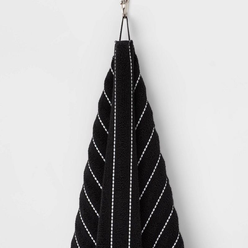 Performance Plus Bath Towel Black Striped - Threshold