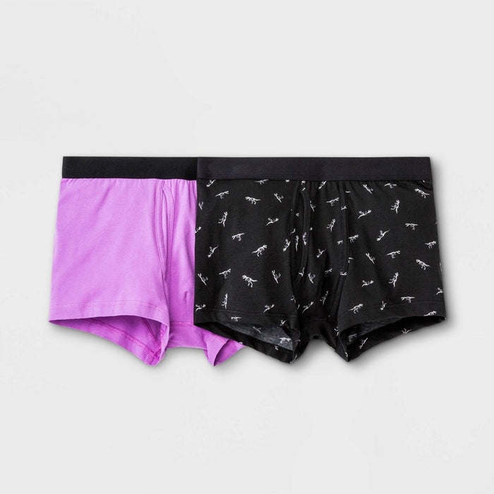 Men's T Rex Bones Trunks 2pk - Original Use Black/Purple L