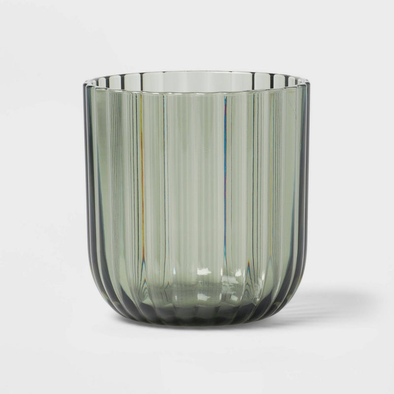 11oz Plastic Ribbed Short Tumbler Green - Threshold