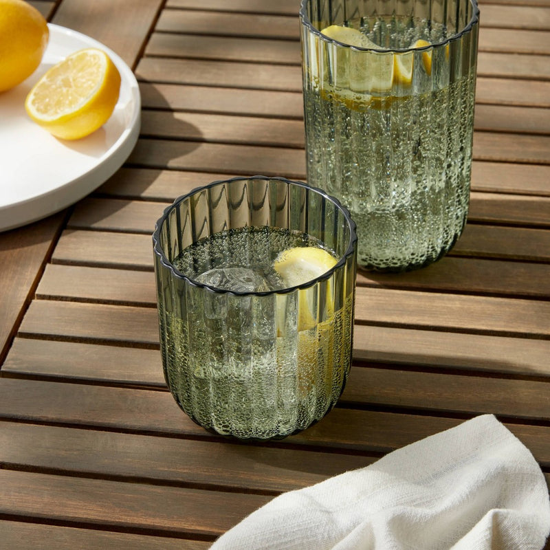 11oz Plastic Ribbed Short Tumbler Green - Threshold