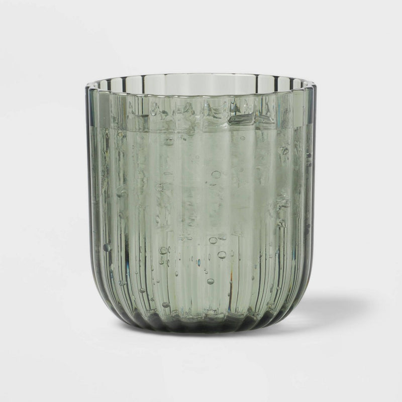 11oz Plastic Ribbed Short Tumbler Green - Threshold