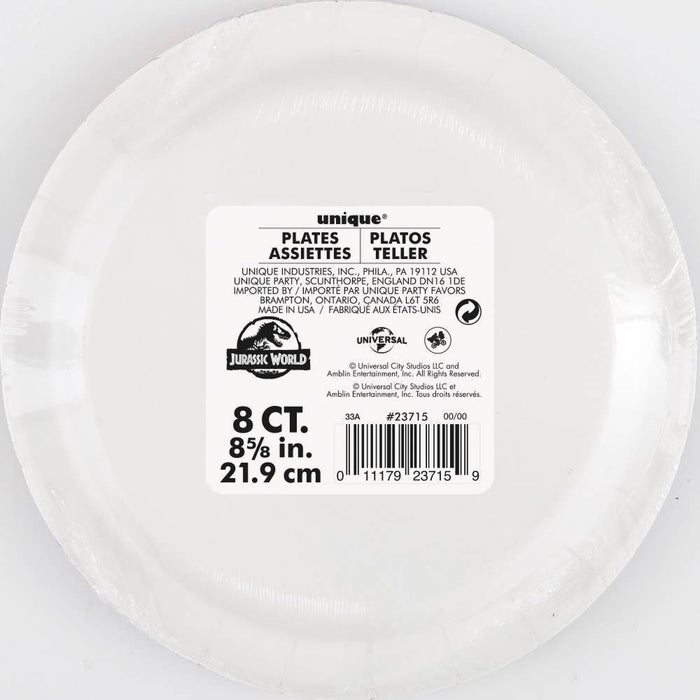 Jurassic World 3 8ct 9" Paper Plates