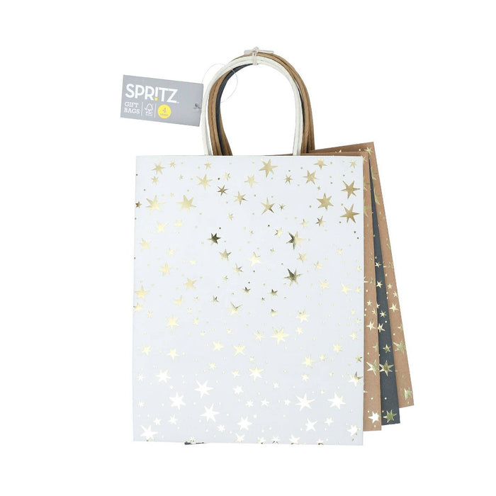 4pk Cub Gift Bags Foil Star Gold - Spritz