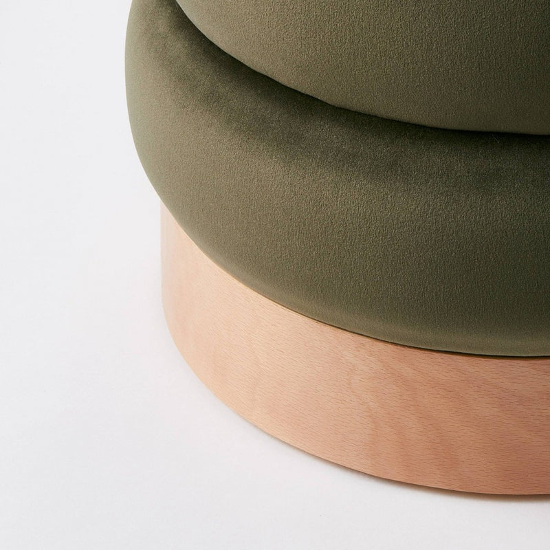 Clarkdale Channel Tufted Ottoman with Wood Base Olive Velvet - Threshold designed with Studio McGee (LOCAL PICKUP ONLY)