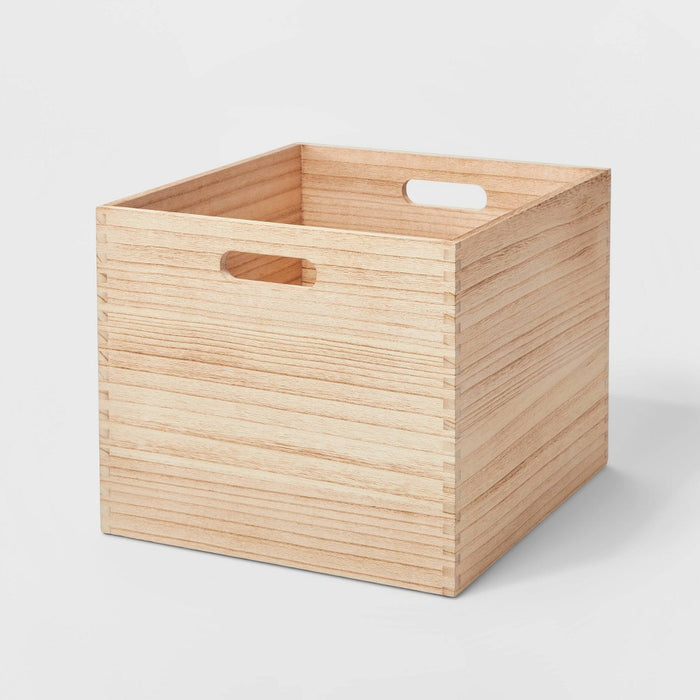 Large Decorative Light Wood Crate Natural - Brightroom