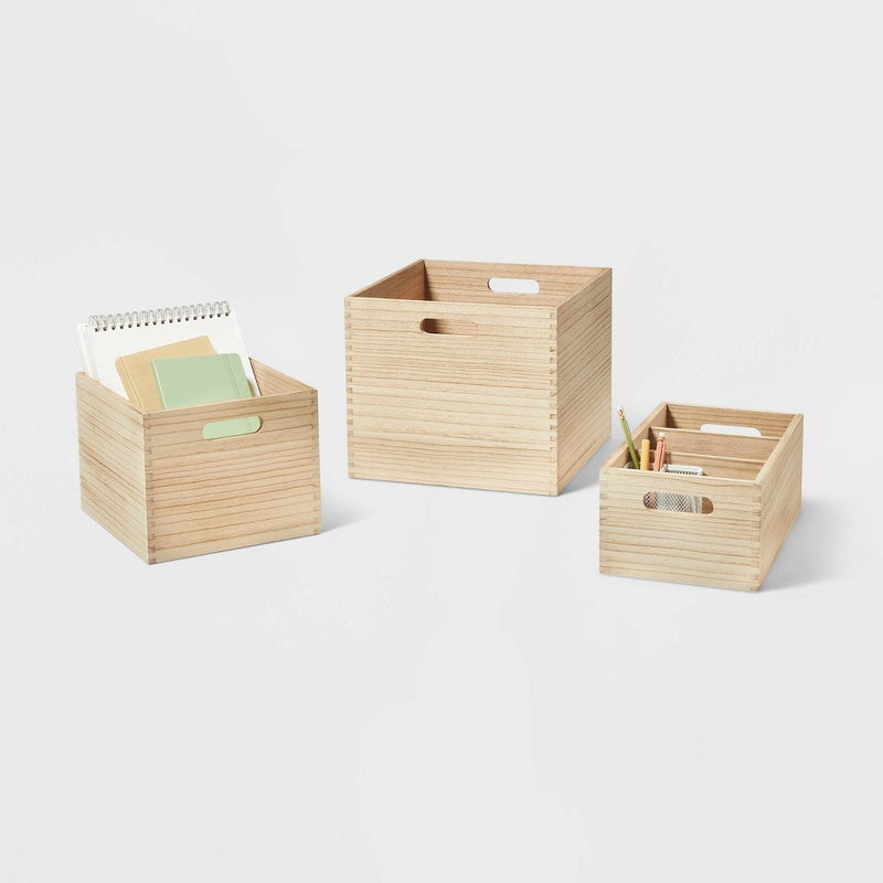 Large Decorative Light Wood Crate Natural - Brightroom