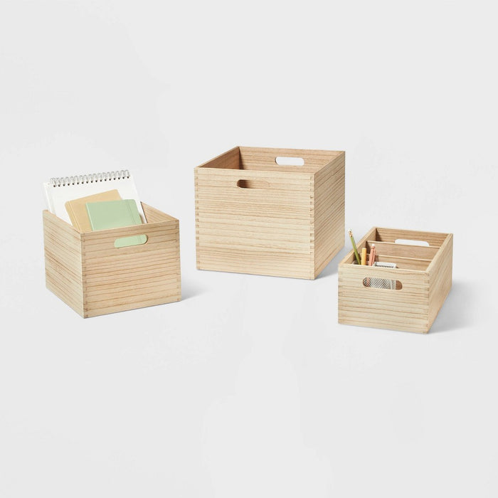 Large Decorative Light Wood Crate Natural - Brightroom