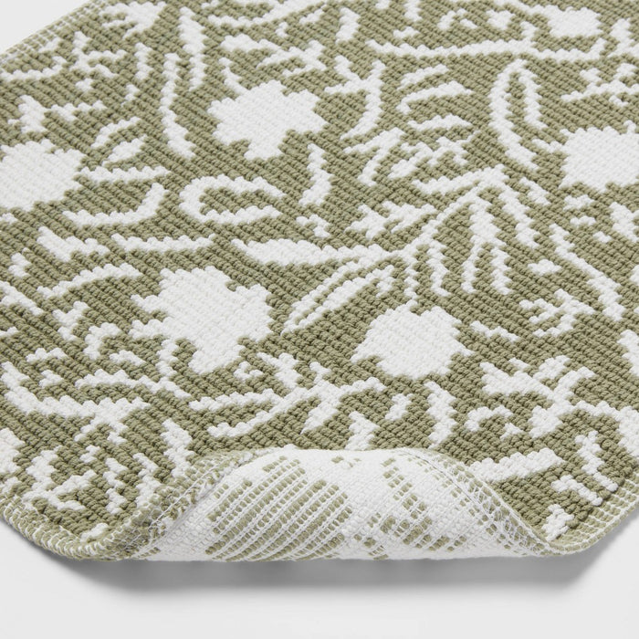 20"x30" Performance Plus Bath Mat Green Floral - Threshold