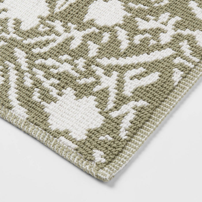 20"x30" Performance Plus Bath Mat Green Floral - Threshold