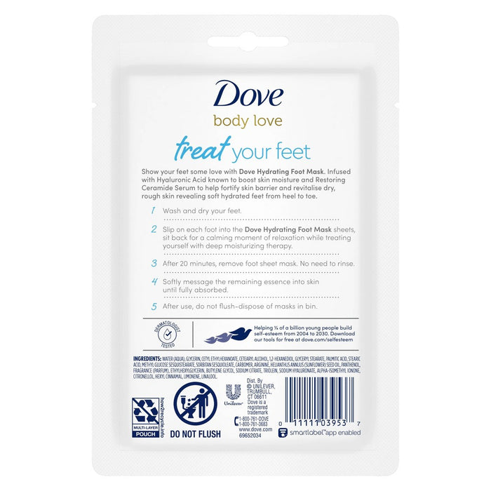 Dove Beauty Body Love Hydrating Foot Mask - 1 pair