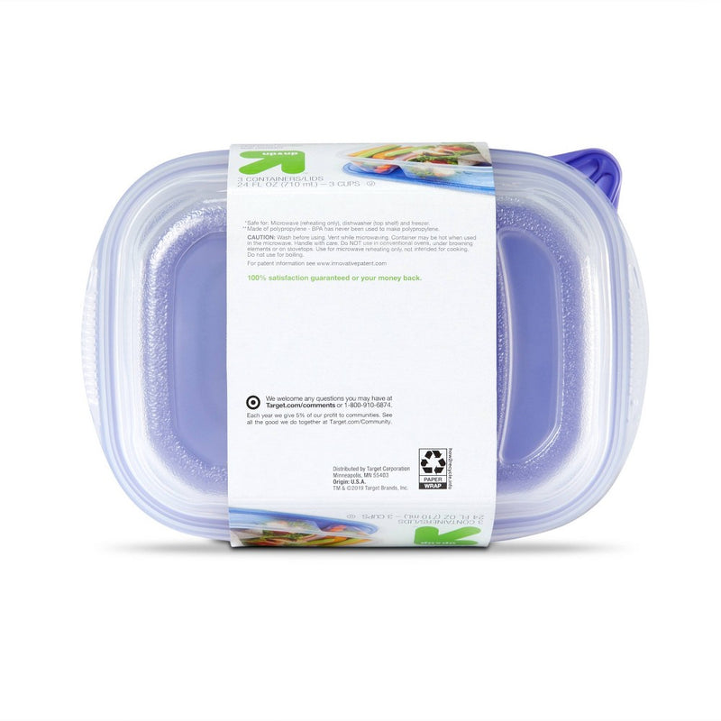 Snap and Store Divided Rectangle Food Storage Container - 3ct/24 fl oz - up & up