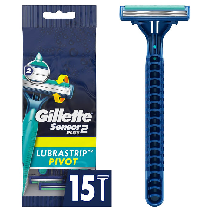 Gillette Sensor2 Plus Pivoting Head Men's Disposable Razors - 15ct