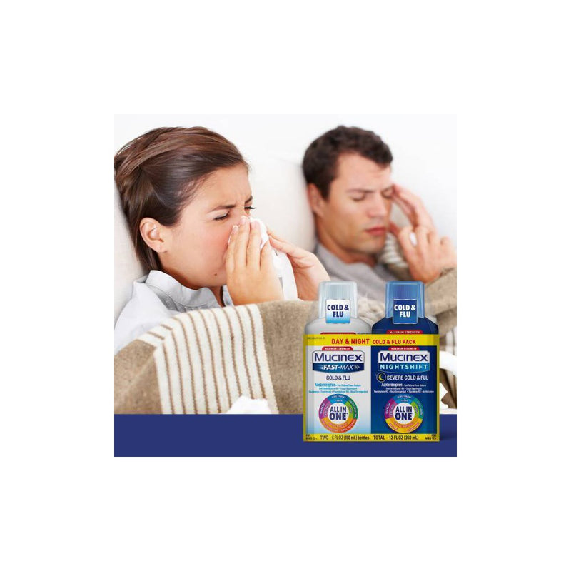 Mucinex Max Strength Cold & Flu Medicine - Day & Night - Liquid - 6 fl oz/2ct