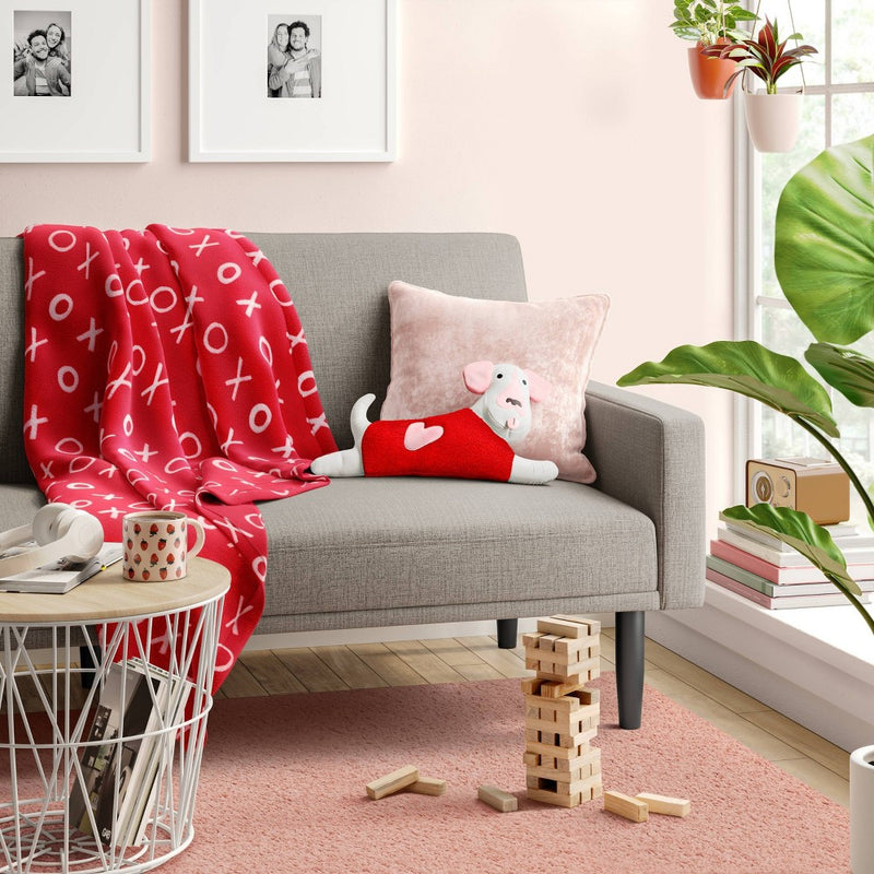 XO Printed Plush Valentine's Day Throw Blanket Red/White - Room Essentials