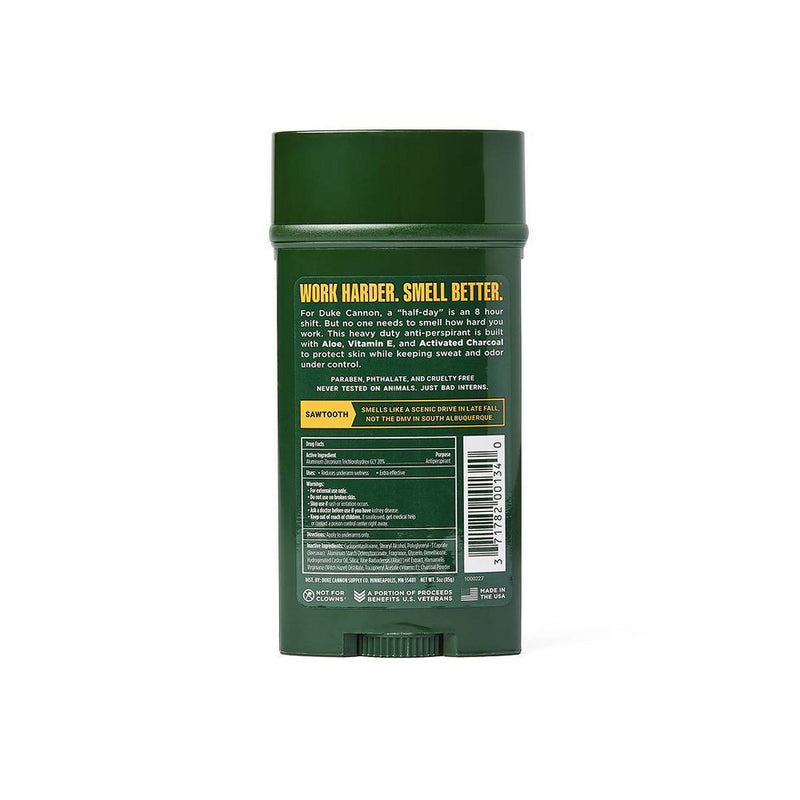 Duke Cannon Antiperspirant & Deodorant - Sawtooth - Maximum-Strength Antiperspirant for Men - Scented - 3 oz