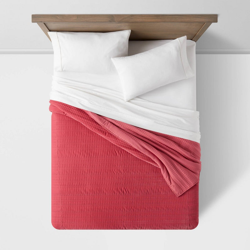 Twin/Twin Extra Long Lofty Velvet Quilt Vibrant Pink - Threshold