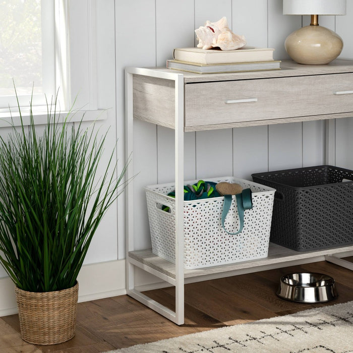 Large Y-Weave Decorative Storage Basket White - Brightroom