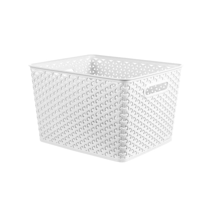 Large Y-Weave Decorative Storage Basket White - Brightroom