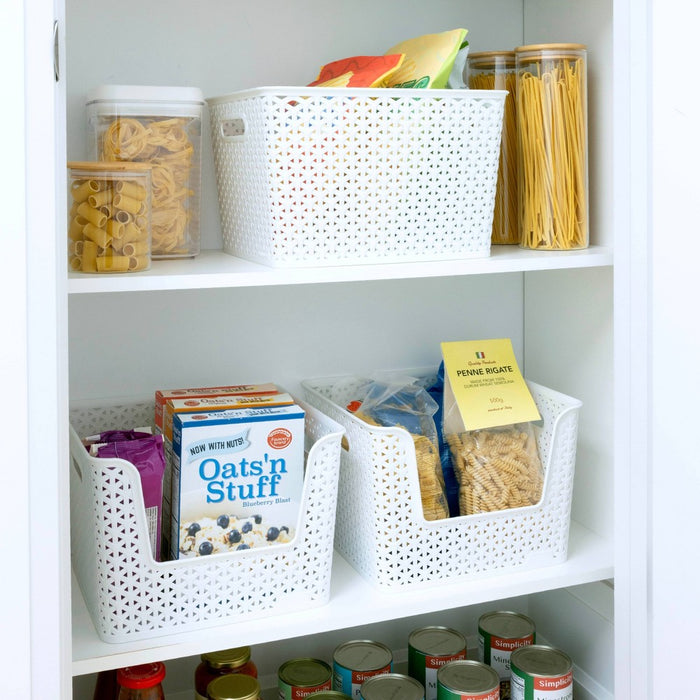 Large Y-Weave Decorative Storage Basket White - Brightroom
