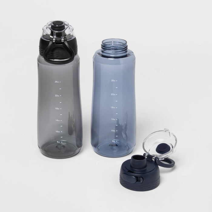 32oz Plastic Water Bottle 2pk Starless Night and Black Tie - All in Motion
