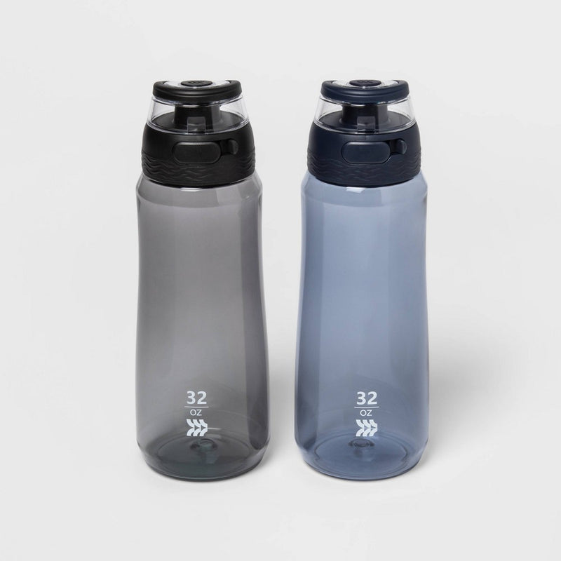 32oz Plastic Water Bottle 2pk Starless Night and Black Tie - All in Motion