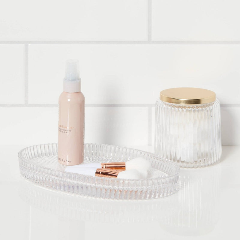 Ribbed Glass Vanity Tray Clear - Threshold