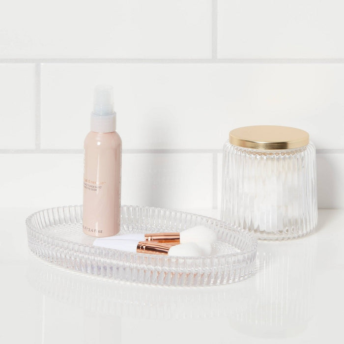 Ribbed Glass Vanity Tray Clear - Threshold