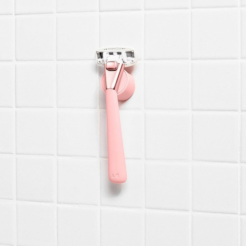 Athena 5-blade Women's Razor Kit - 1 Razor Handle, 2 Razor Blade Refills, Magnetic Hook - Coral