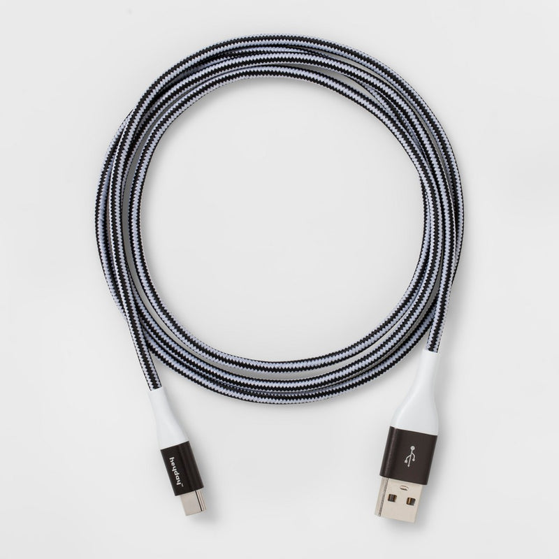 4' USB-C to USB-A Braided Cable - heyday Black/White/Gunmetal