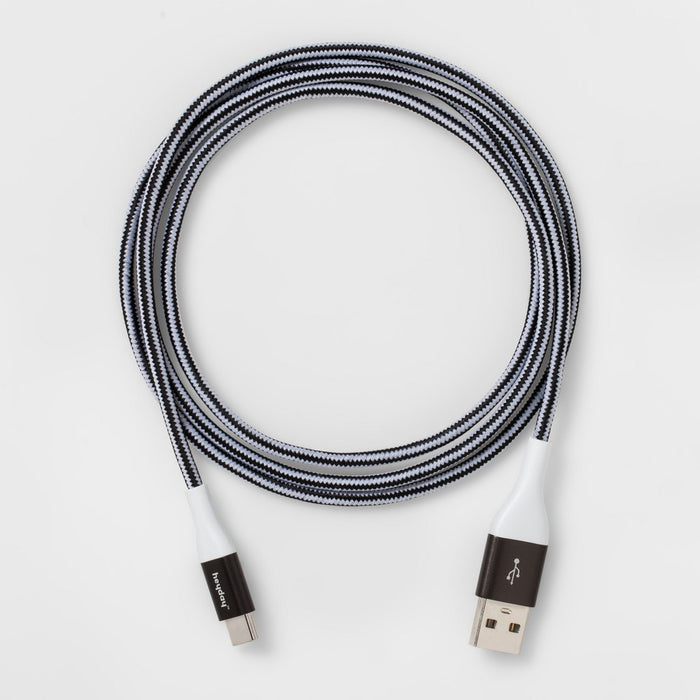4' USB-C to USB-A Braided Cable - heyday Black/White/Gunmetal