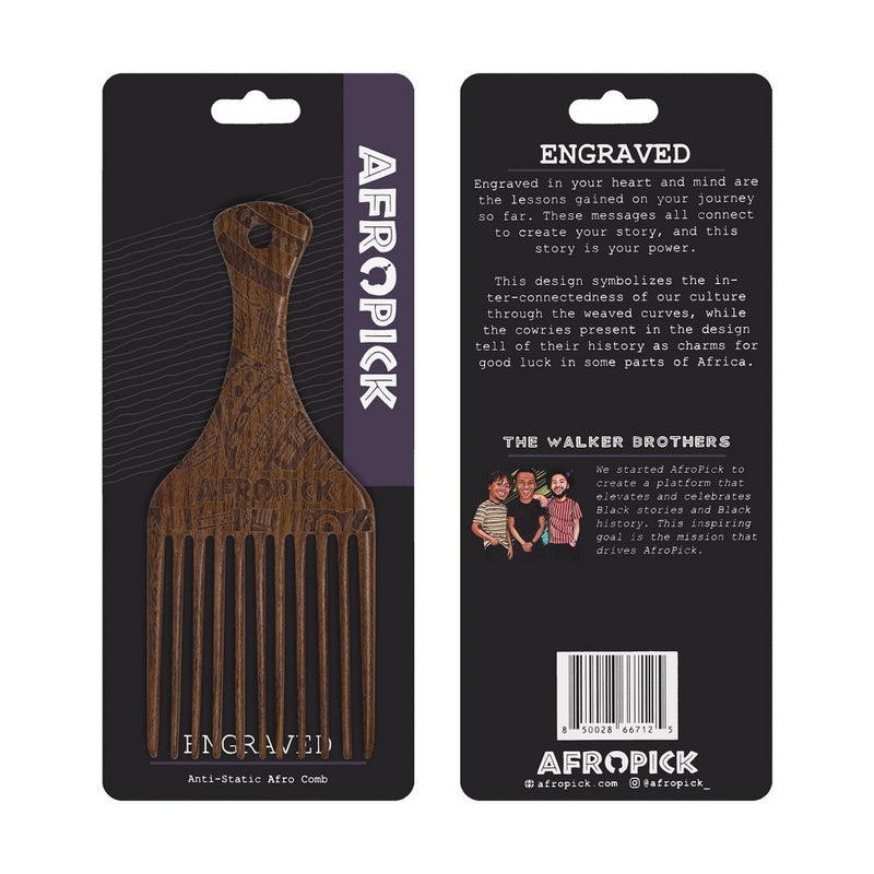 AFROPICK Hair Pick Engraved Hair Comb