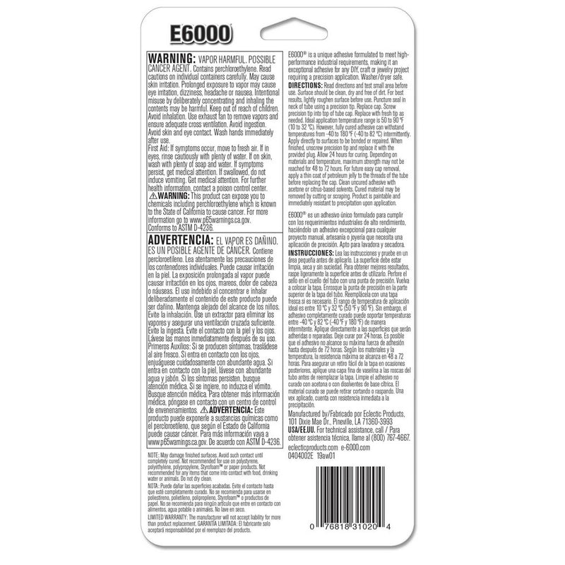 1.0 fl oz Glue with Precision Tips Clear - E6000