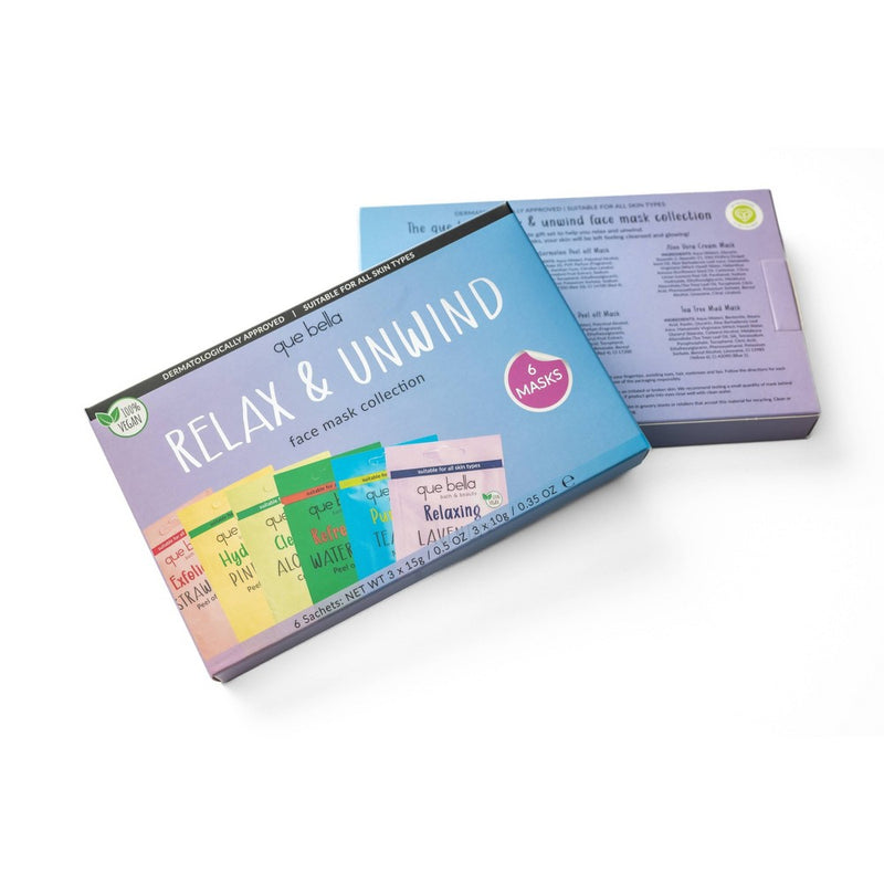 Que Bella Relax & Unwind Face Mask Set - 6pc