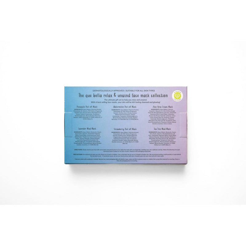 Que Bella Relax & Unwind Face Mask Set - 6pc