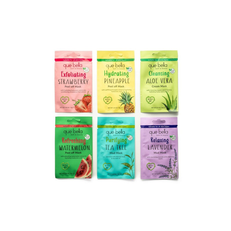 Que Bella Relax & Unwind Face Mask Set - 6pc