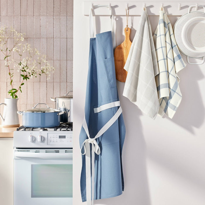 Dual Sided Terry Kitchen Towel Cream/Blue - Figmint