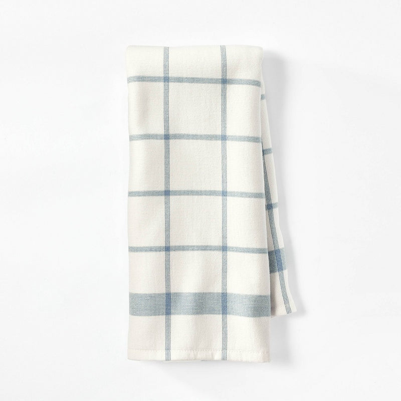 Dual Sided Terry Kitchen Towel Cream/Blue - Figmint