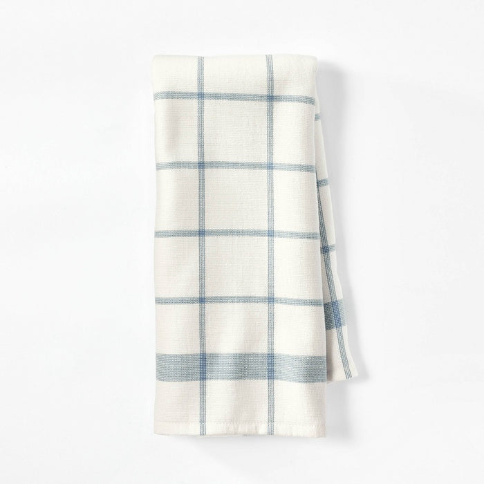 Dual Sided Terry Kitchen Towel Cream/Blue - Figmint