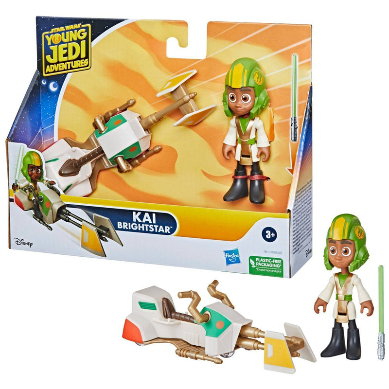 Star Wars Young Jedi Adventures Kai Brightstar and Speeder Bike Vehicle Set