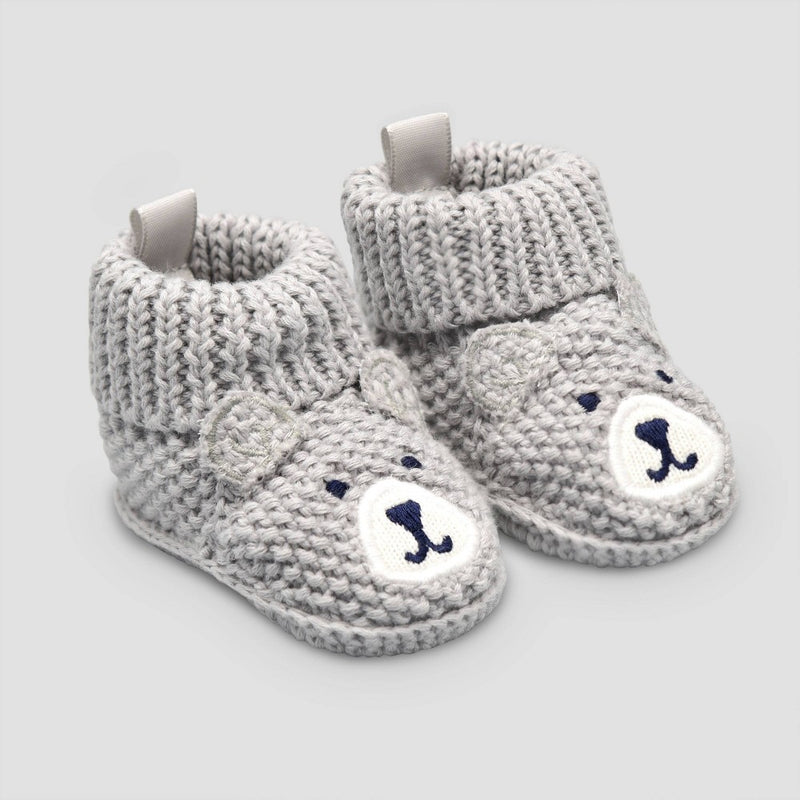 Carter's Just One You Baby Boys' Knitted Bear Slippers - Gray
