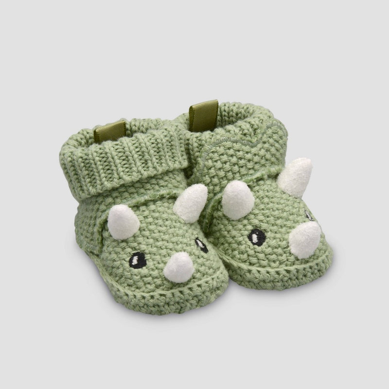 Carter's Just One You Baby Boys' Knitted Dino Slippers - Green