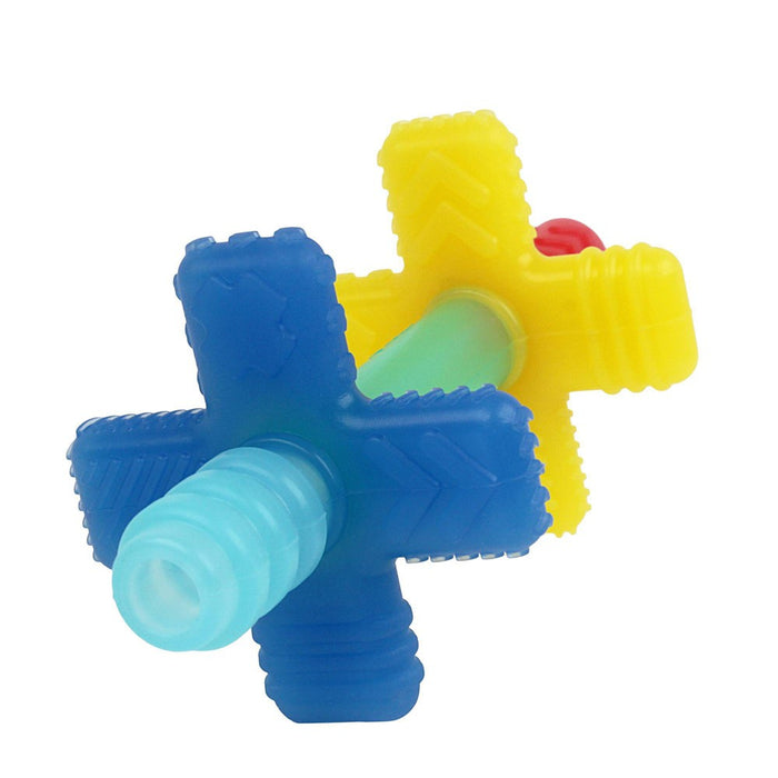 Itzy Ritzy Teensy Tubes Rattle and Teether - Blue and Red