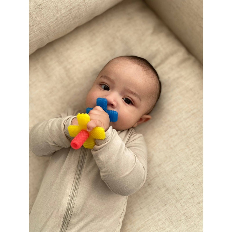Itzy Ritzy Teensy Tubes Rattle and Teether - Blue and Red