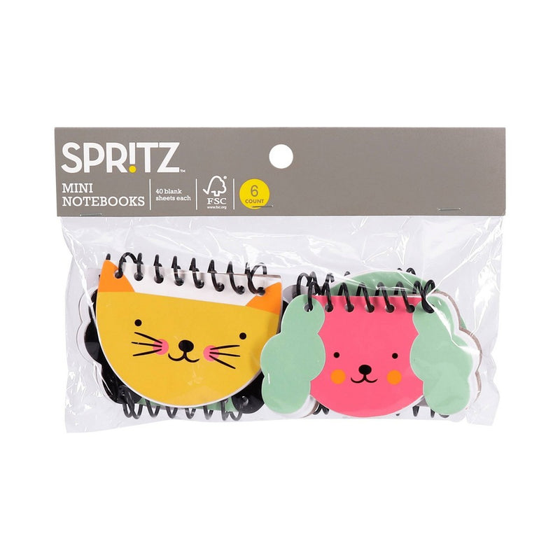 6ct Cat/Dog Mini Spiral Notebooks - Spritz