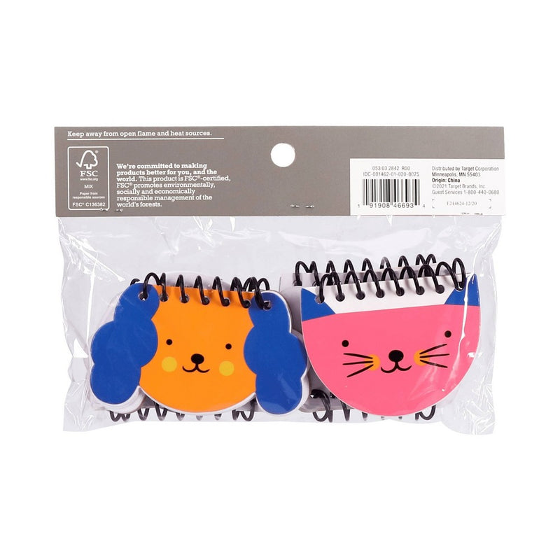 6ct Cat/Dog Mini Spiral Notebooks - Spritz